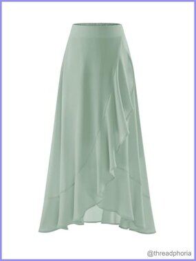 Flowy Long Chiffon Ruffle Tiered A-Line Skirt